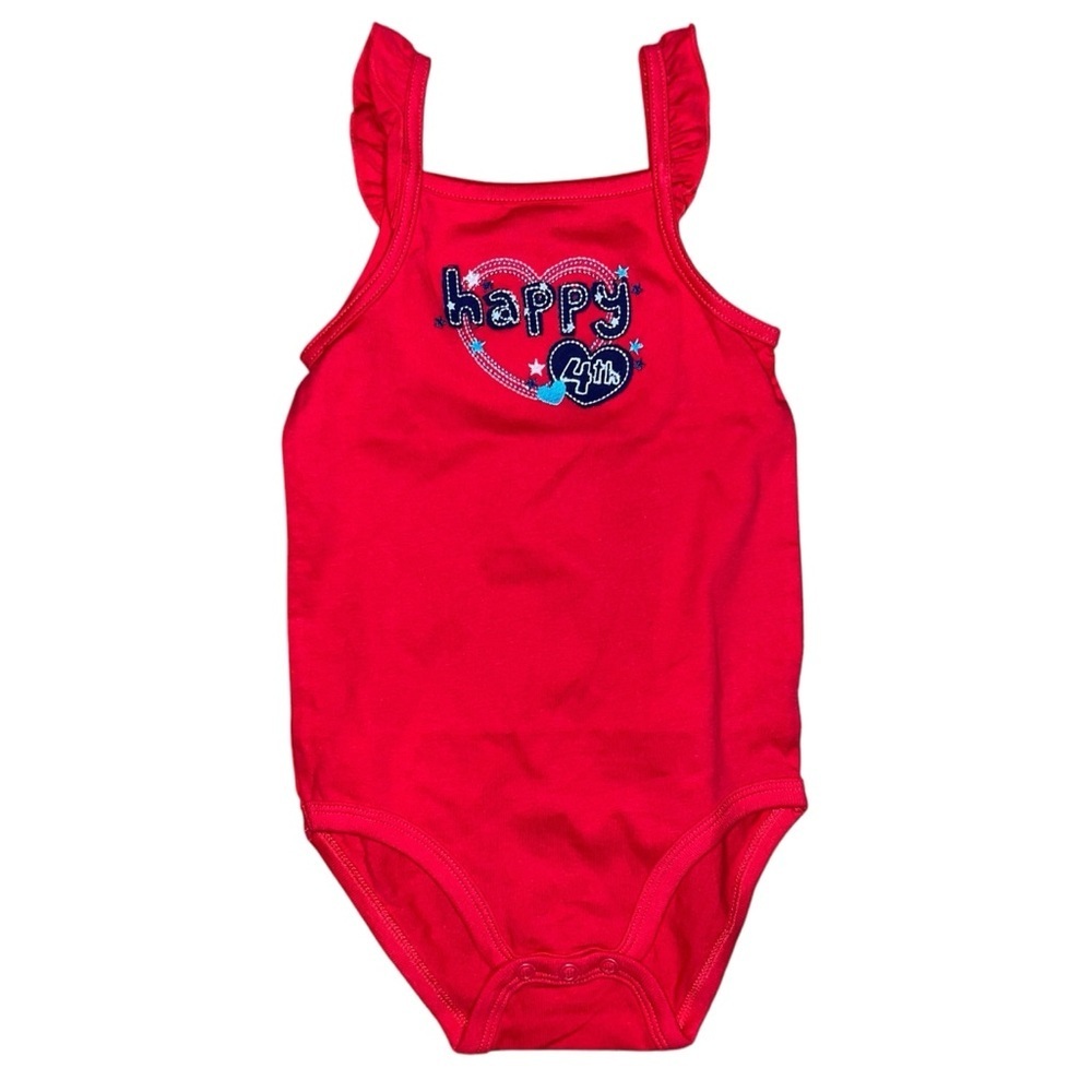Jumping Beans 4th of July Red Embroidered Outfit Size 24 Months